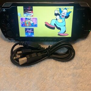 PSP 2000 BLACK Console LOADED 128gb + Sync/Charge cable